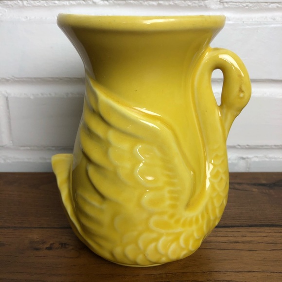 Vintage Yellow Swan Vase Planter